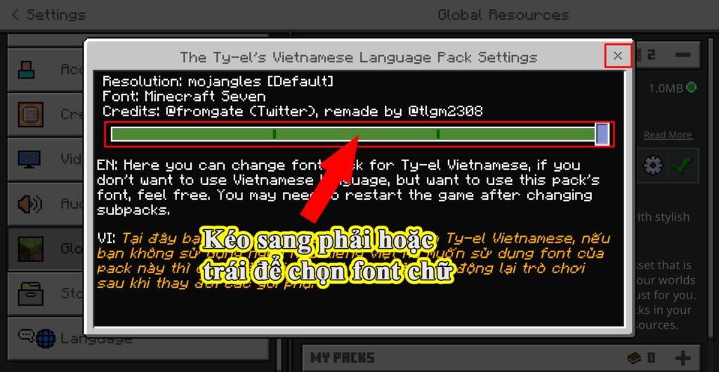 đổi sang font chữ Tiếng Việt cho Minecraft